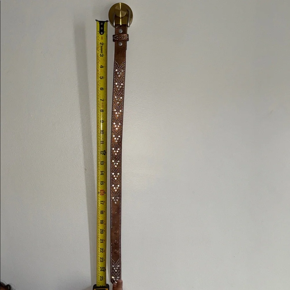 Boot Barn Brown Studded Rhinestone Leather Girls Belt